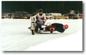 Geoff Moore side hack action, Kawasaki 600